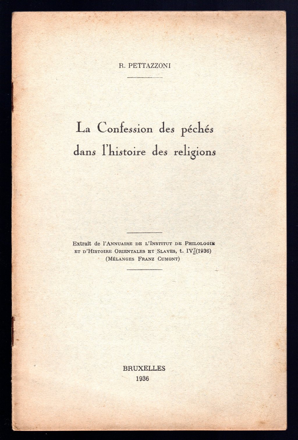 La Confession des peches dans l'historie des religions