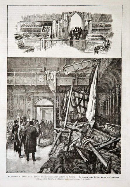 La dinamite a Londra.-Gli effetti dell’esplosione alla Camera dei Comuni …