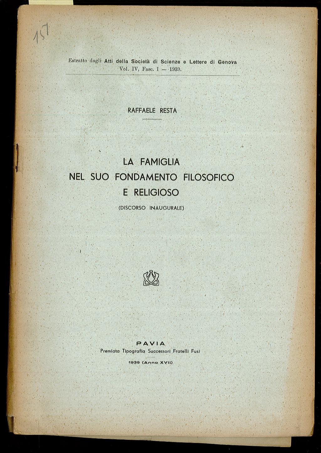 La famiglia nel suo fondamento filosofico e religioso