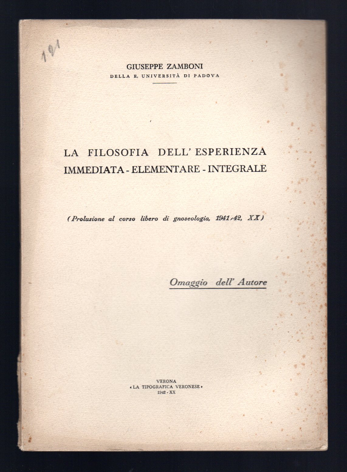 La filosofia dell'esperienza immediata - elementare - integrale