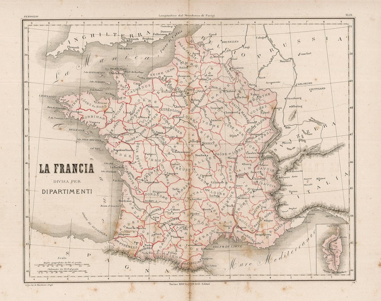 La Francia divisa per Dipartimenti