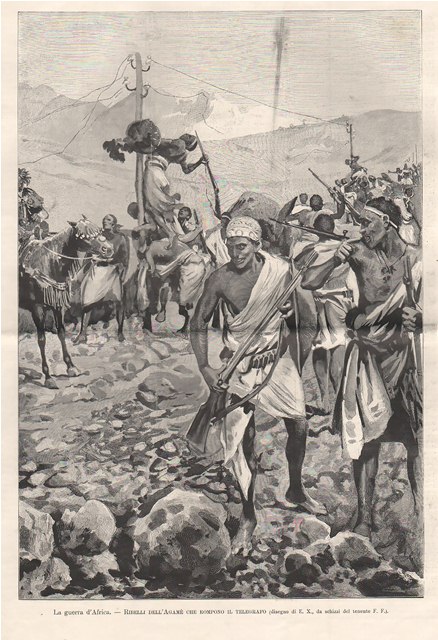 La guerra d’Africa - Ribelli dell’Agamè che rompono il telegrafo