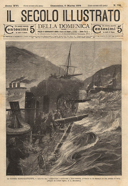 La guerra russo-giapponese – Attacco dei distributori giapponesi a Port-Athur, …