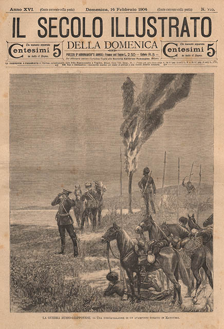 La guerra russo-giapponese - Una torcia-allarme di un avamposto cosacco …