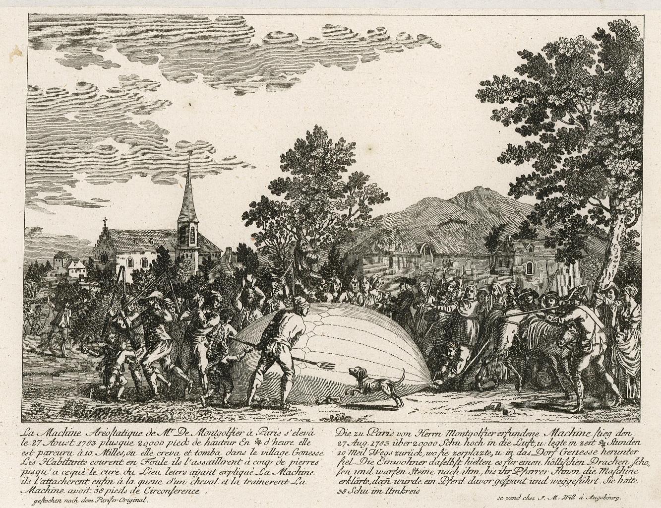 La Machine Aréostatique de Mr. De Montgolfier à Paris s'elevà …