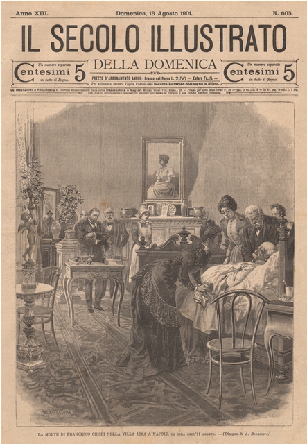 La morte di Francesco Crispi nella villa Lina a Napoli, …