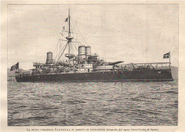 La nuova corazzata Sardegna in assetto di navigazione