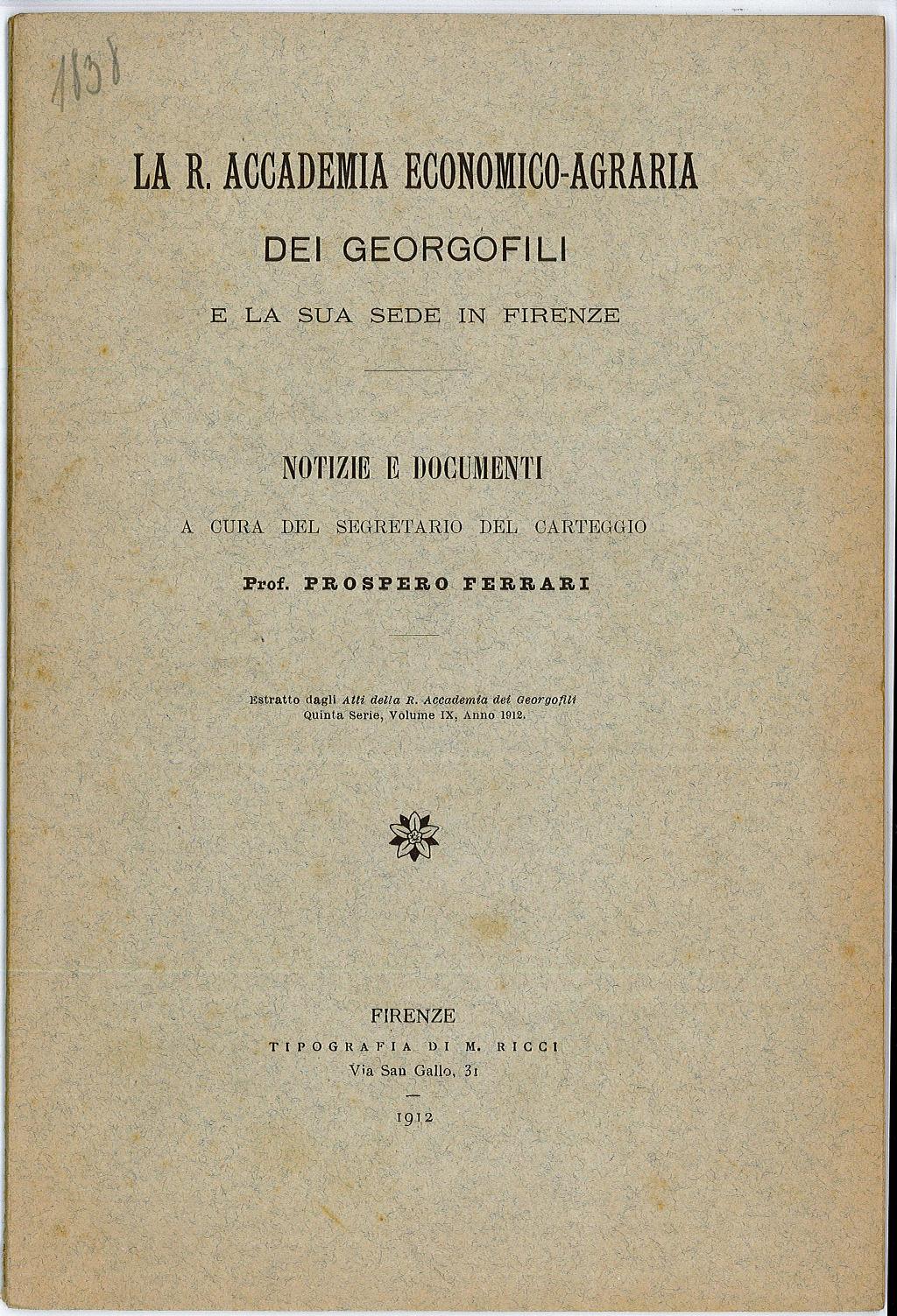 La R. Accademia Economica - Agraria dei Georgofili e la …