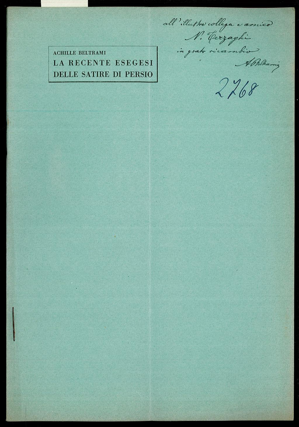 La recente esegesi delle satire di Persio