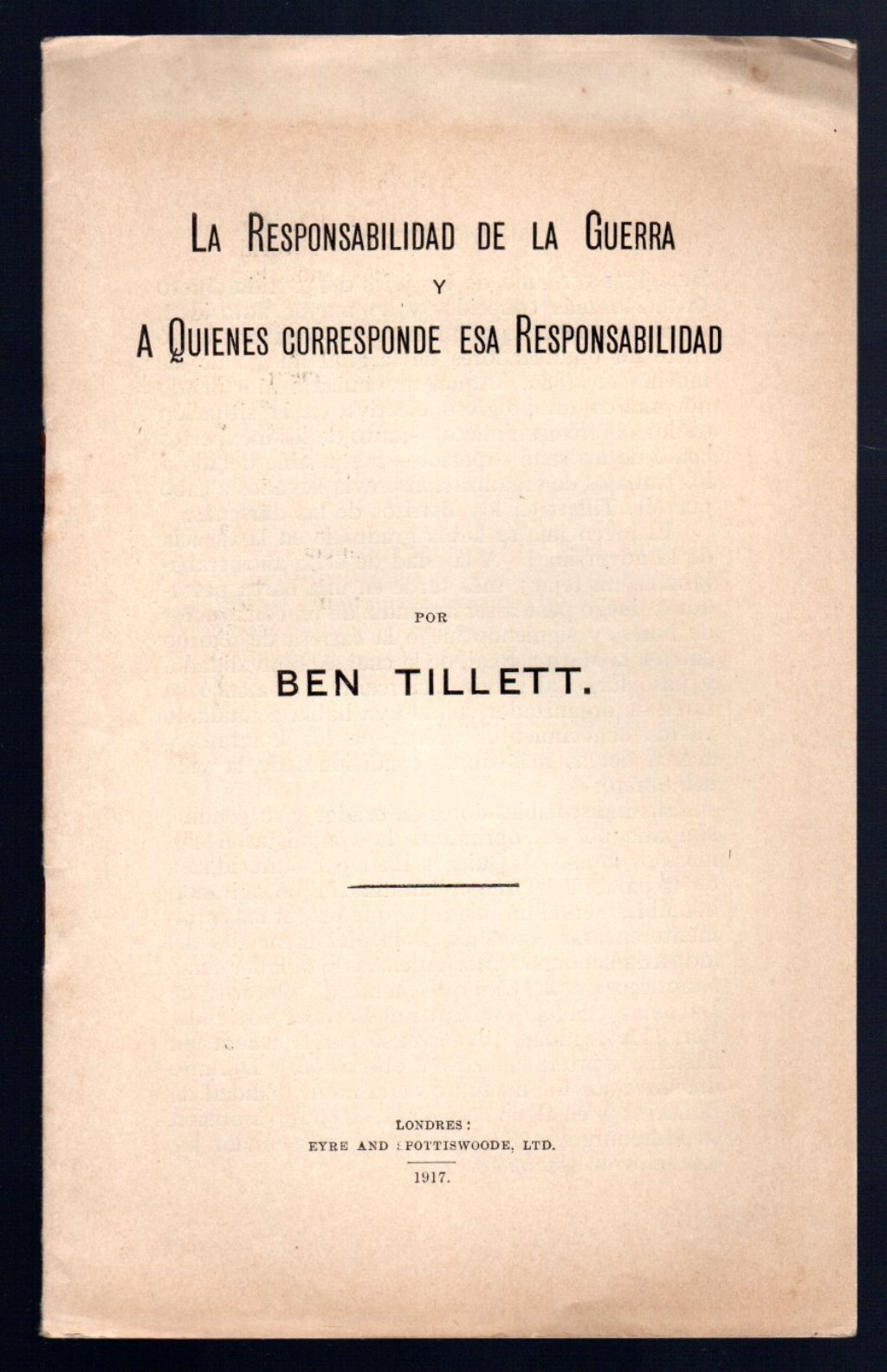 La Responsabilidad de la Guerra y A Quienes corresponde esa …