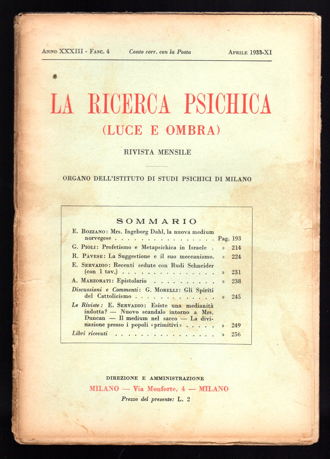 La ricerca psichica (luce e ombra)