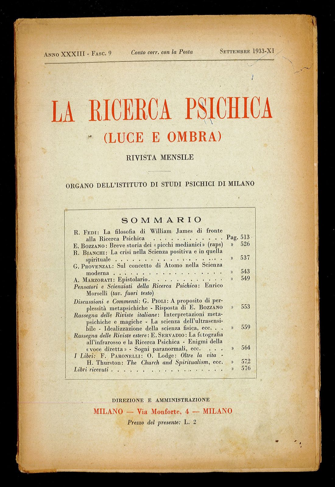 La ricerca psichica (Luce e ombra) 1933 n.9