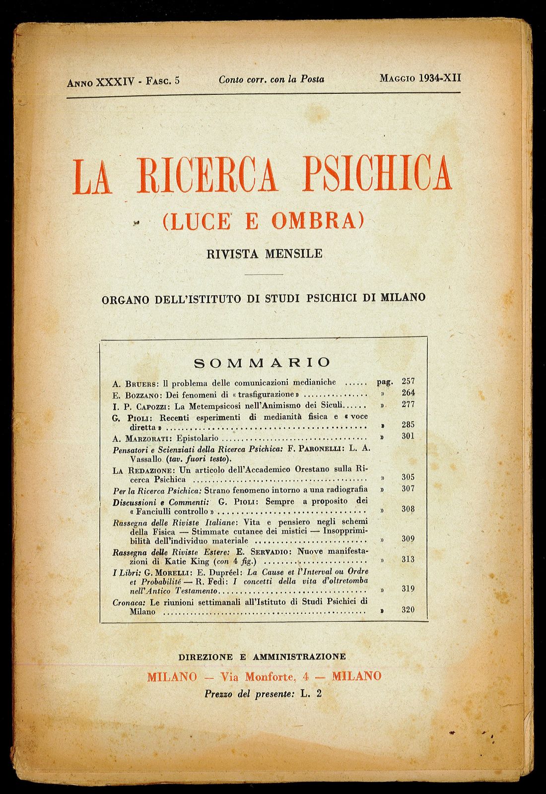 La ricerca psichica (Luce e ombra) 1934 n.5