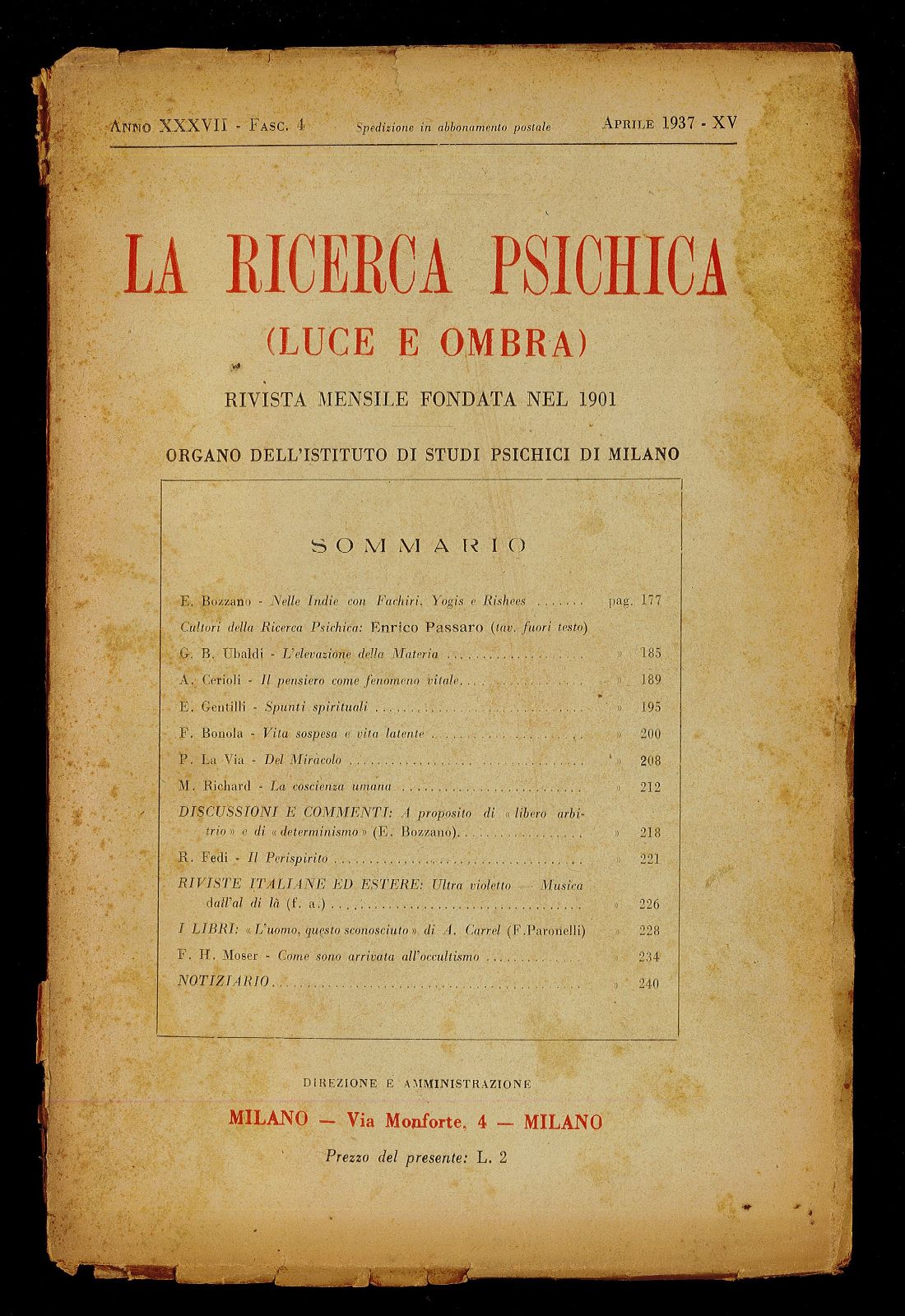 La ricerca psichica (Luce e ombra) 1937 n.4