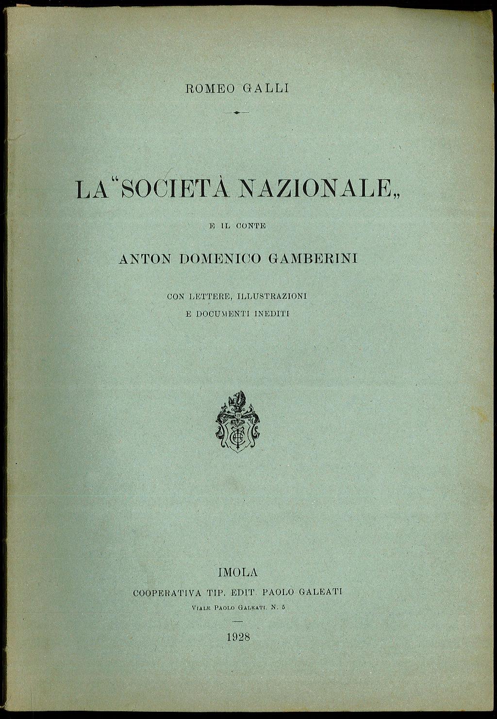 La società nazionale e il conte Anton Domenico Gamberini