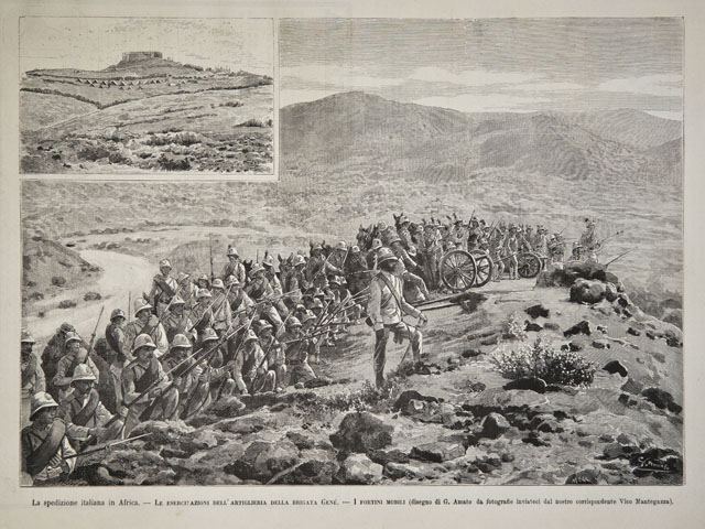 La spedizione italiana in Africa.- Le esercitazioni dell’artiglieria della brigata …