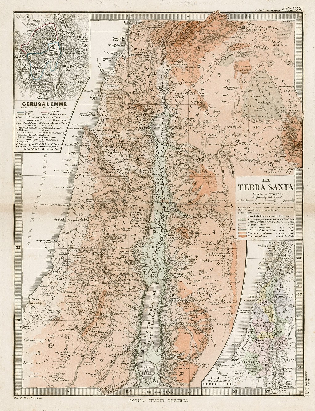 La Terra Santa - carta delle dodici tribù - Gerusalemme