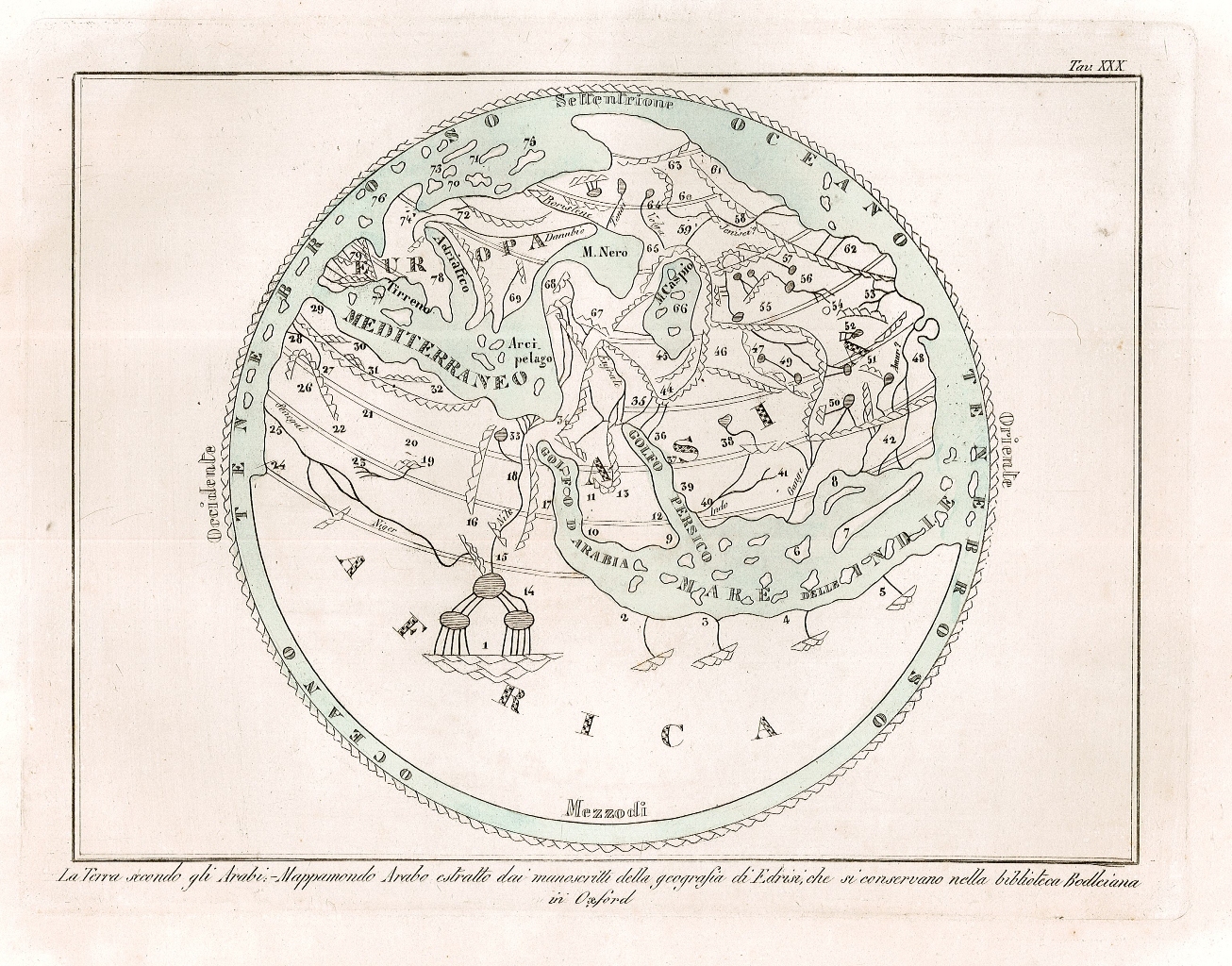 La Terra secondo gli Arabi: -Mappamondo Arabo estratto dai manoscritti …