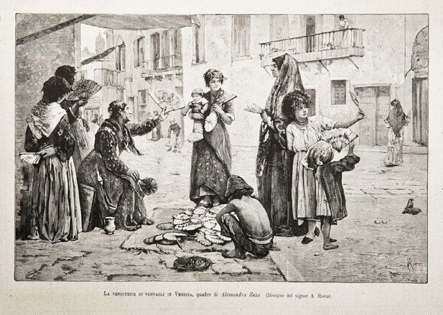 La venditrice di ventagli in Venezia, quadro di Alessandro Zezo