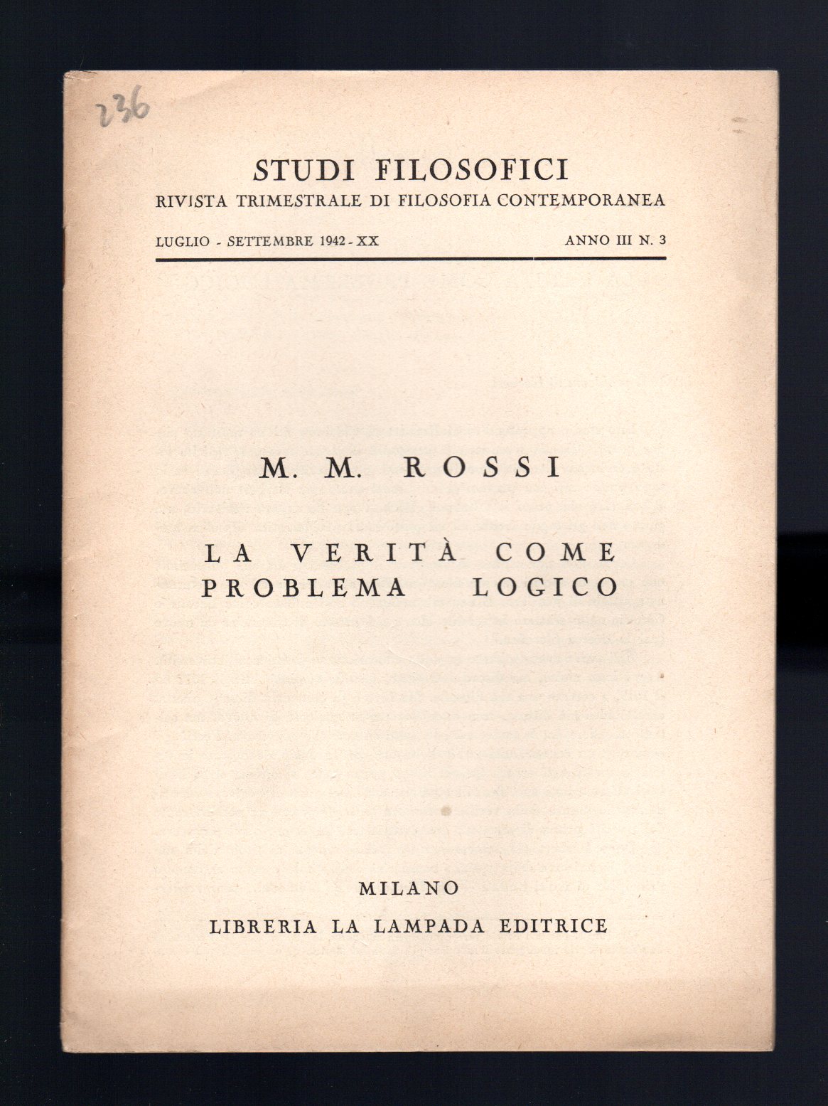La verità come problema logico