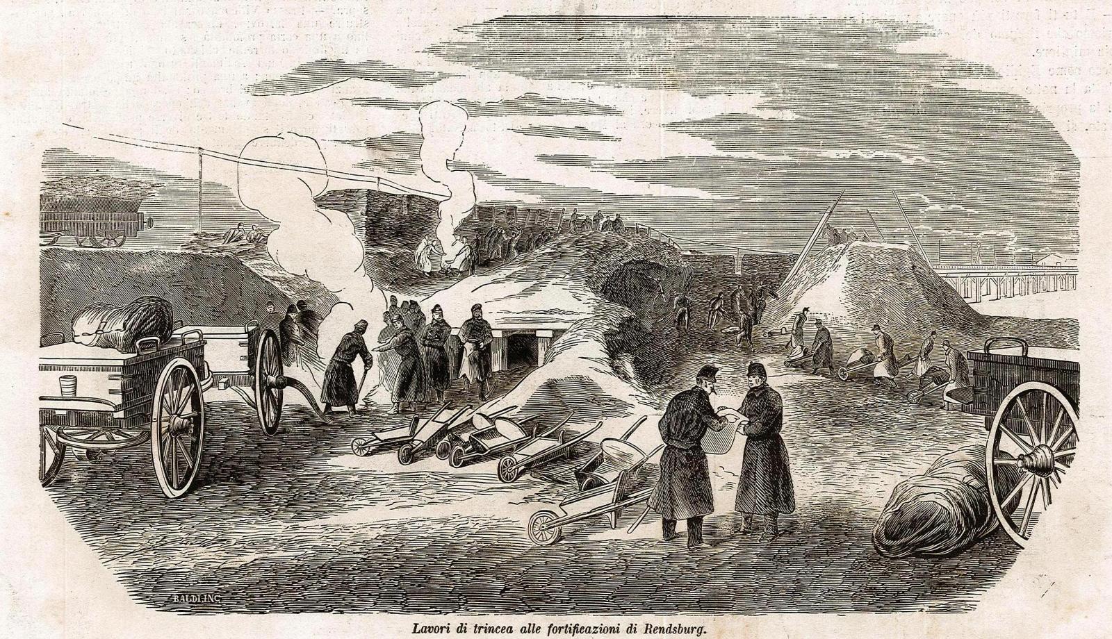 Lavori di trincea alle fortificazioni di Rendsburg