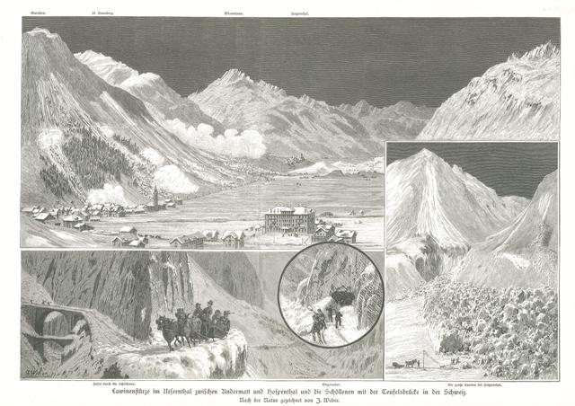 Lawinensturze im Ursernthal zwischen Andermatt und Hospenthal und die Schollenen …