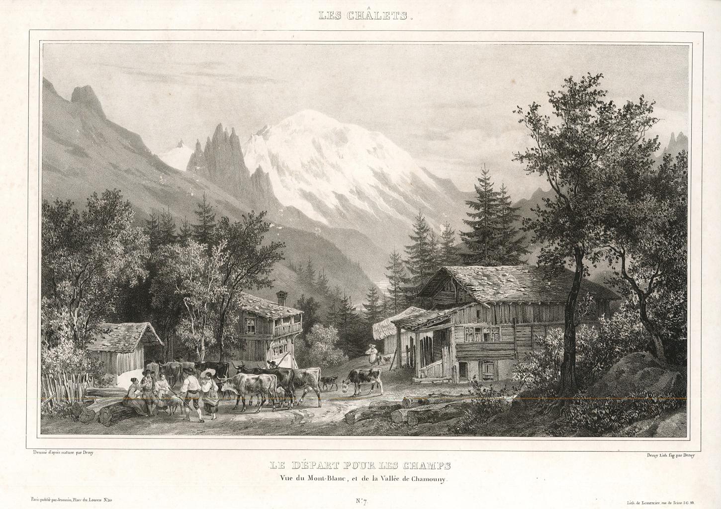 Le départ pour les champ / Vue du Mont Blanc, …