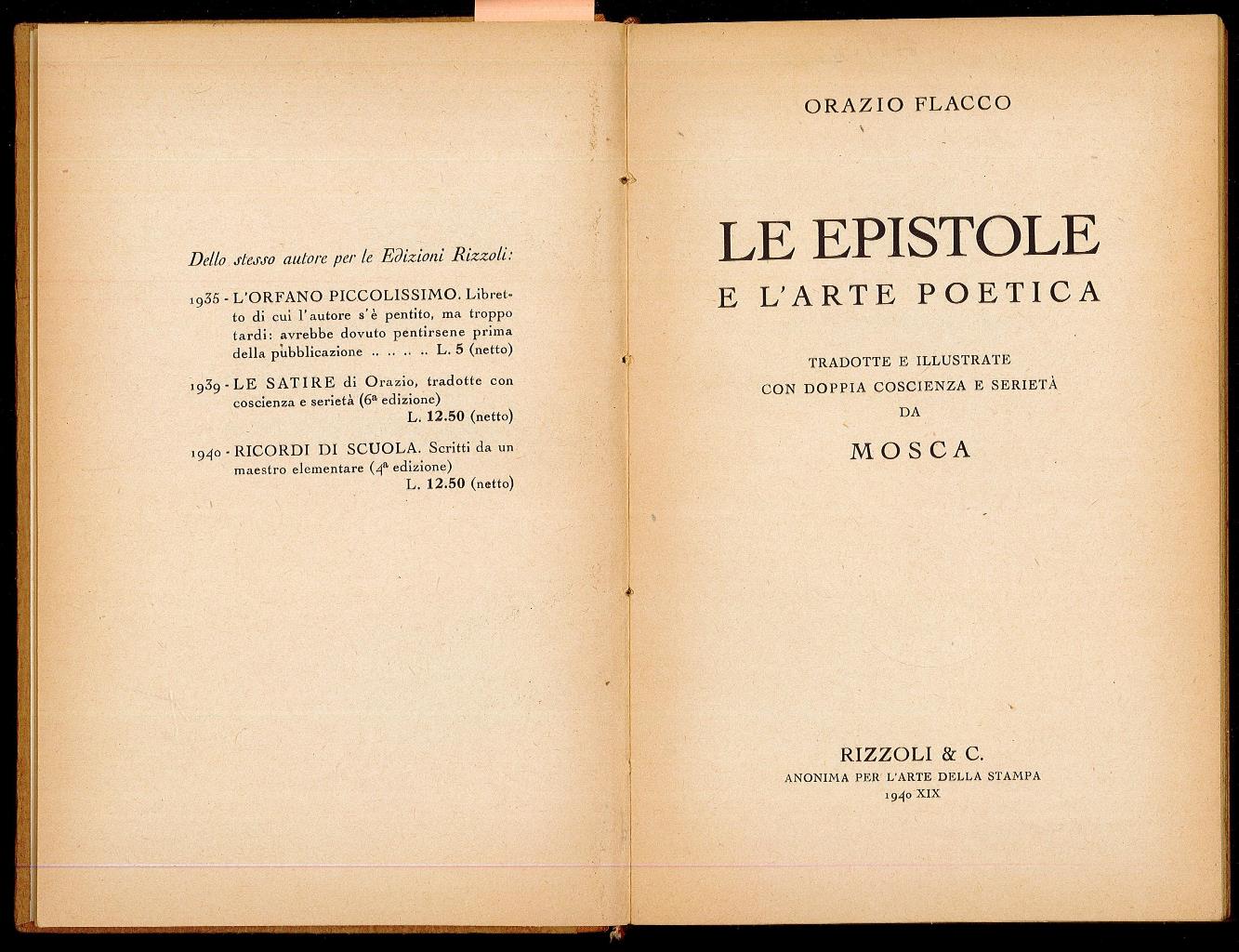 Le epistole e l'arte poetica