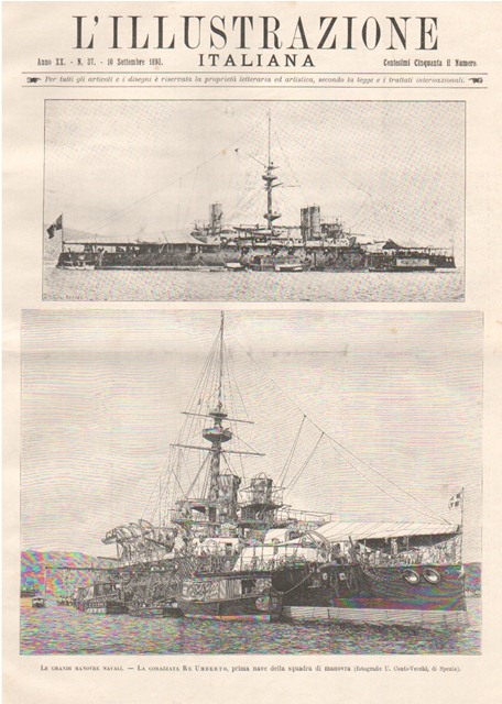 Le grandi manovre navali - La corazzata Re Umberto, prima …