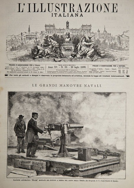Le grandi manovre navali / Cannone automatico “Maxim” montato sui …
