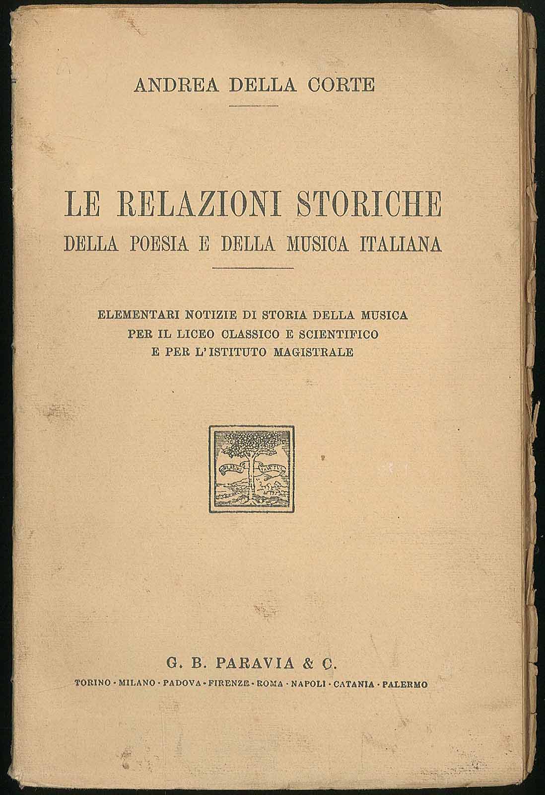 Le relazioni storiche della poesia e della musica italiana