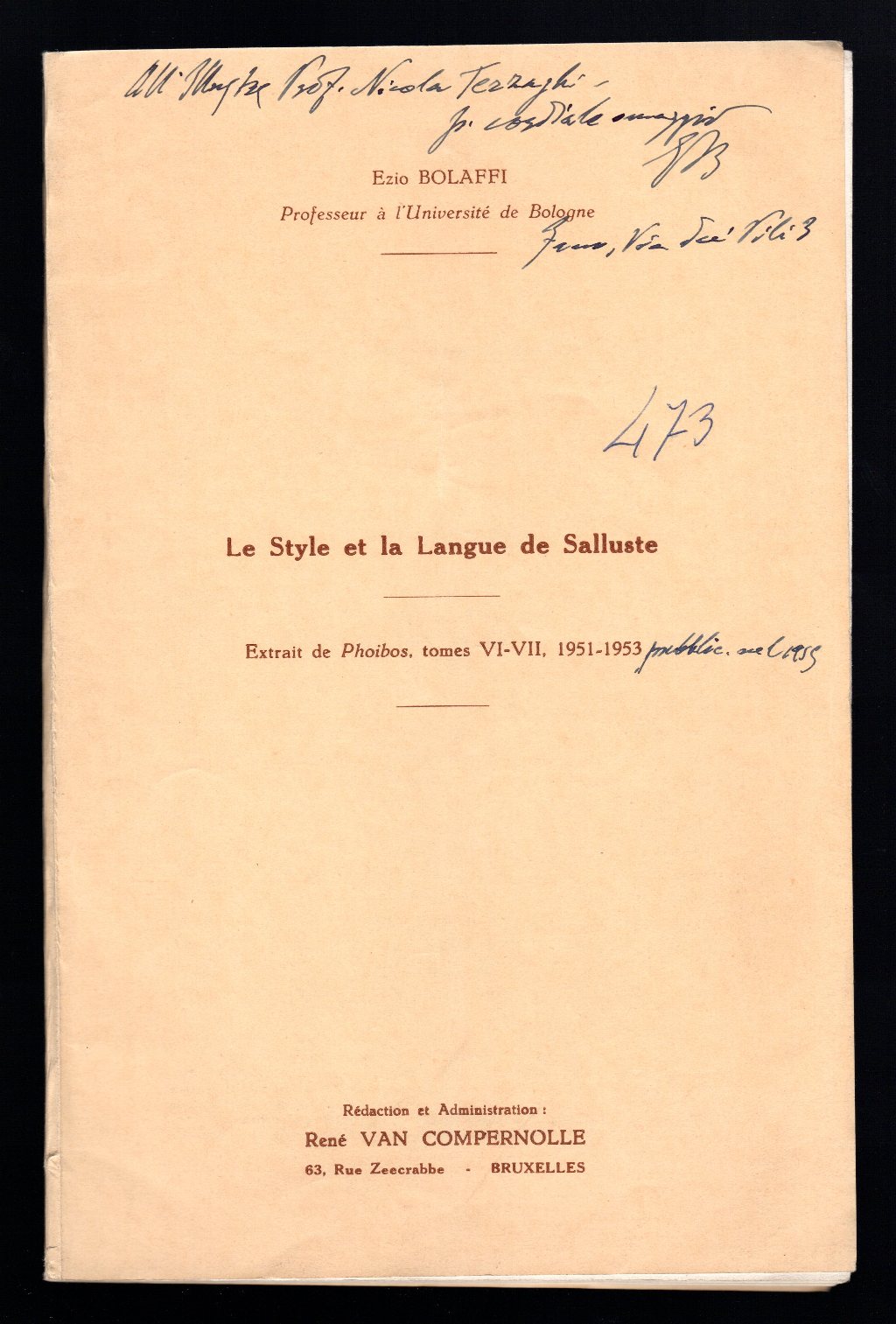 Le Style et la Langue de Salluste