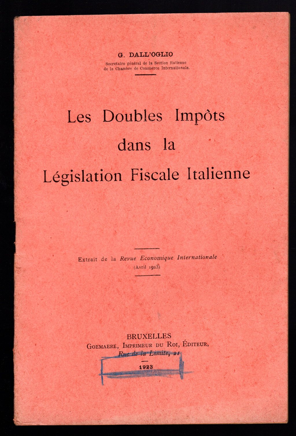Les Doubles Impots dans la Legislation Fiscale Italienne
