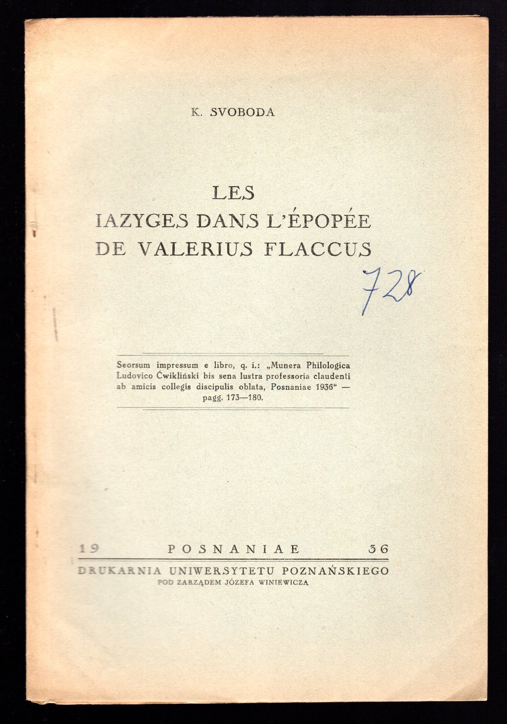 Les iazyges dans l'epopee de Valerius Flaccus
