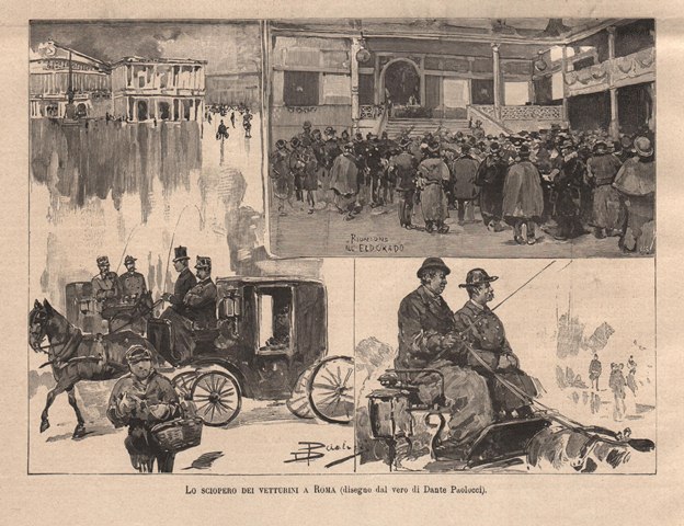 Lo sciopero dei vetturini a Roma