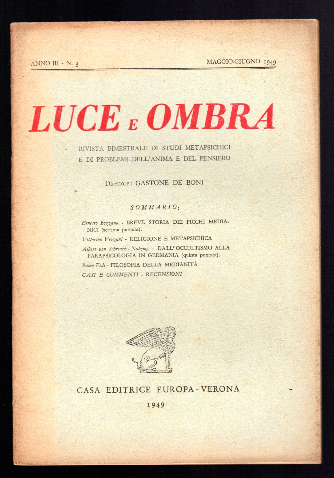 Luce e ombra. Rivista bimestrale di studi metapsichici e di …