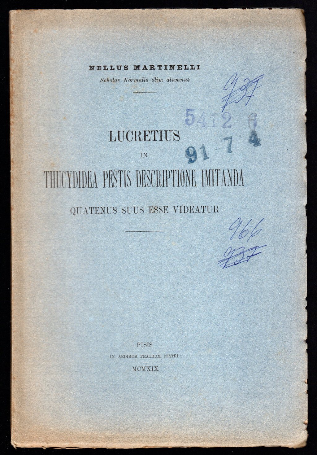 Lucretus in Thucydidea pestis descriptione imitanda. Quatenus suus esse videatur