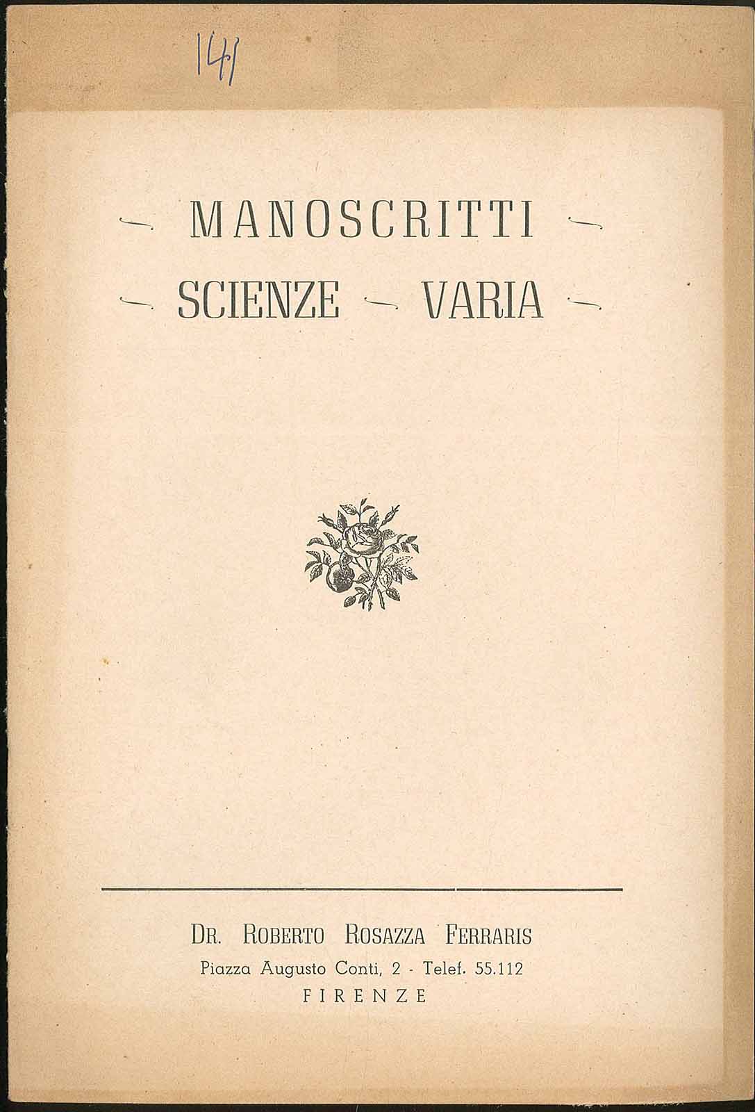 Manoscritti scienze varia
