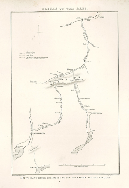 Map to illustrade the passes of the Bernardin and the …