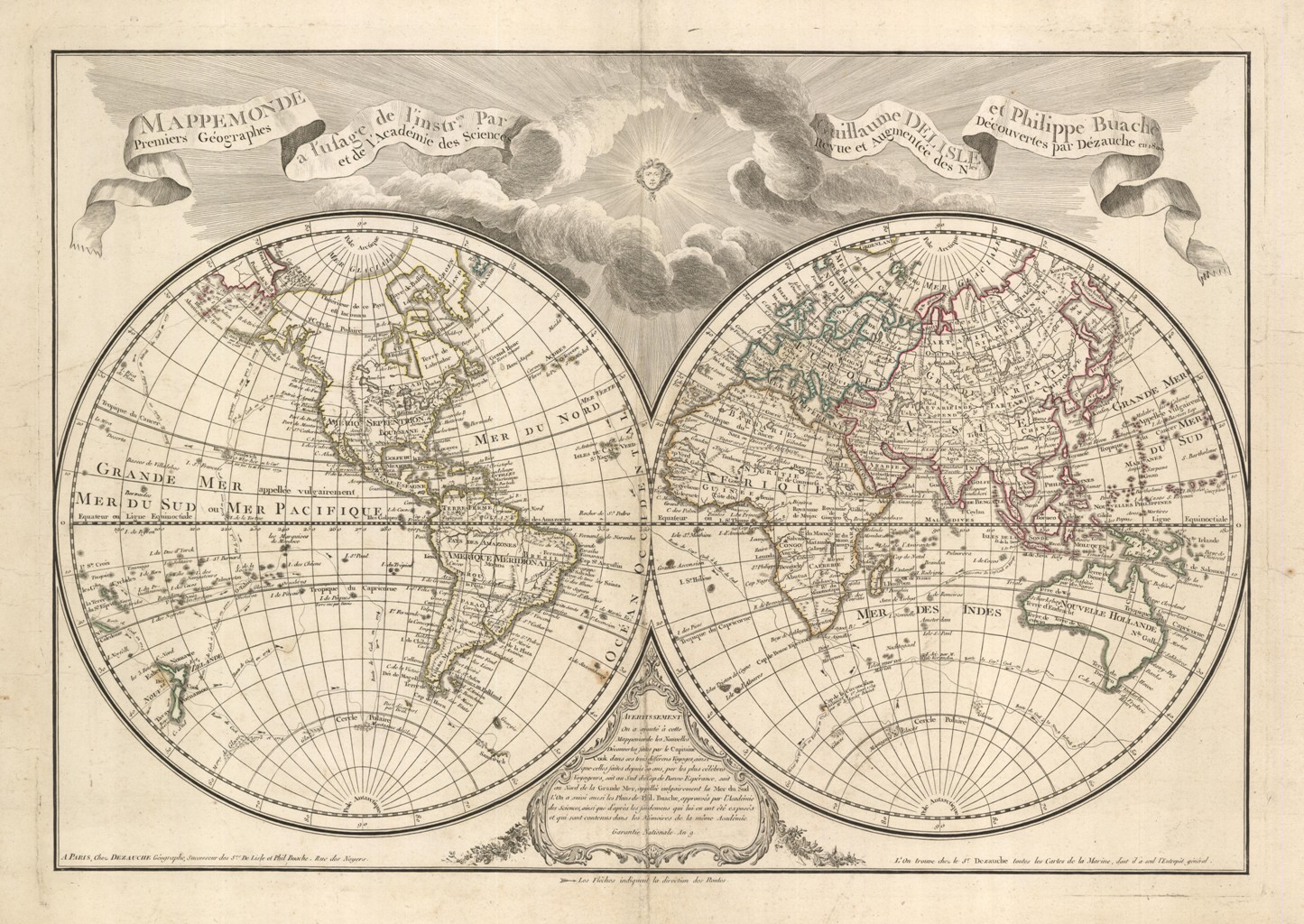 Mappemonde à l'usage de l'Instruction par Guillaume Delisle et Philippe …