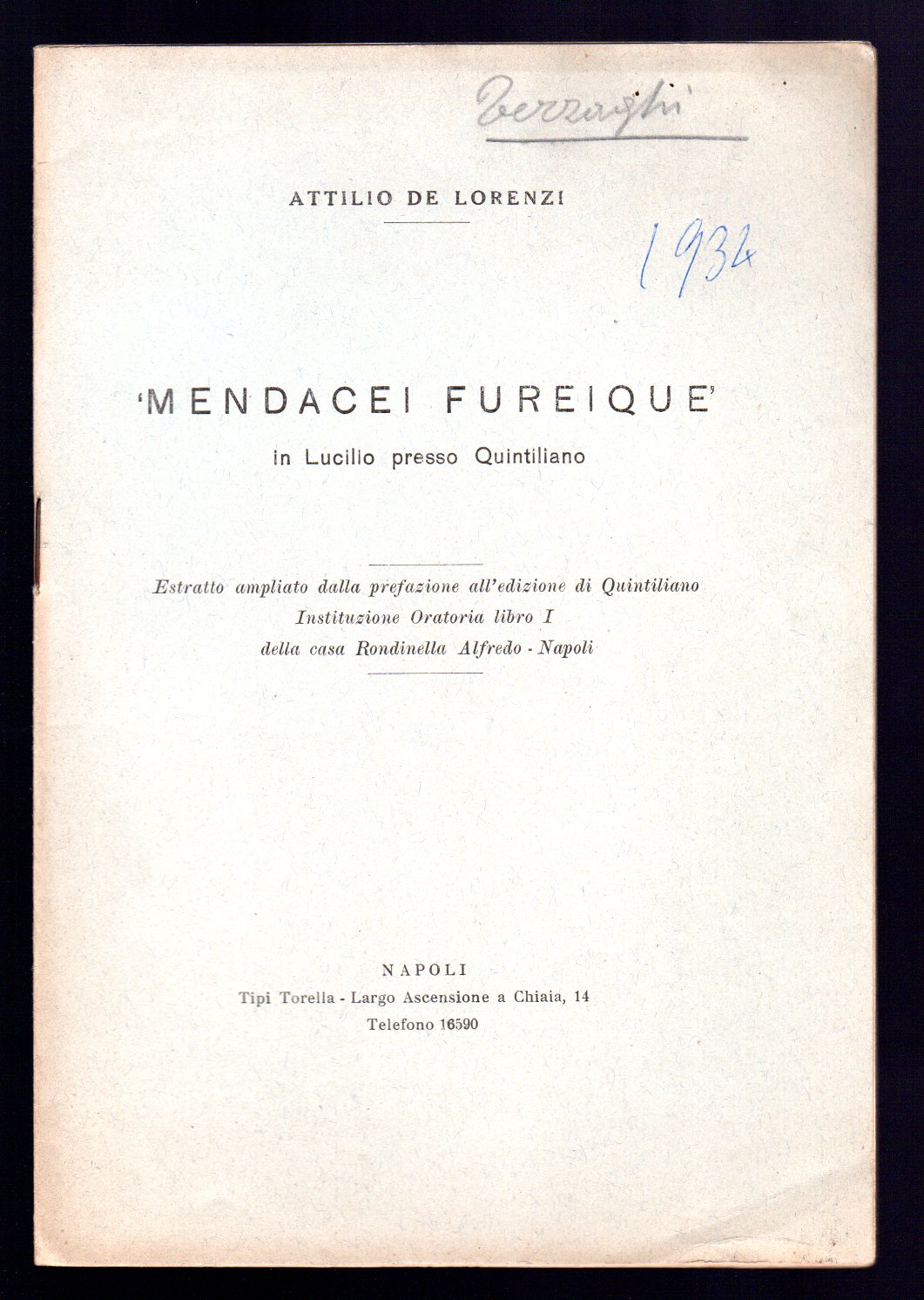 Mendacei Fureique in Lucilio presso Quintiliano