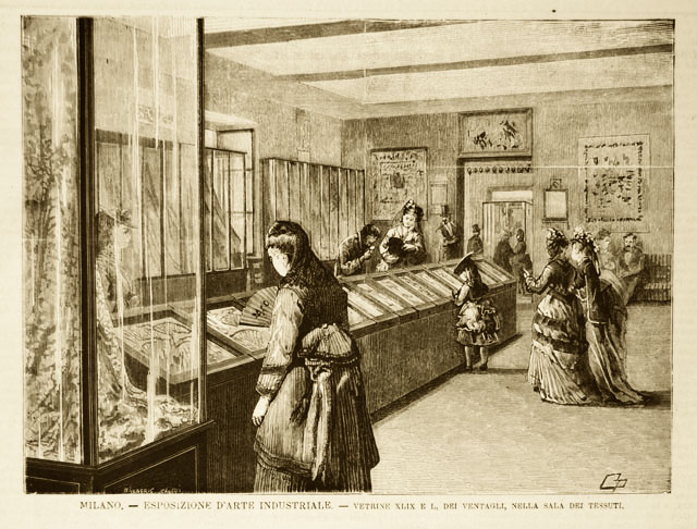 Milano.- Esposizione d’arte industriale. Vetrine XLIX e L, dei ventagli, …