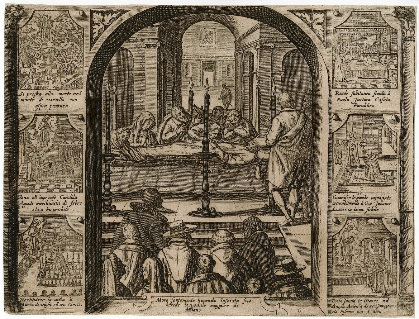 More santamente, havendo lasciata suo Herede lospedale maggiore di Milano