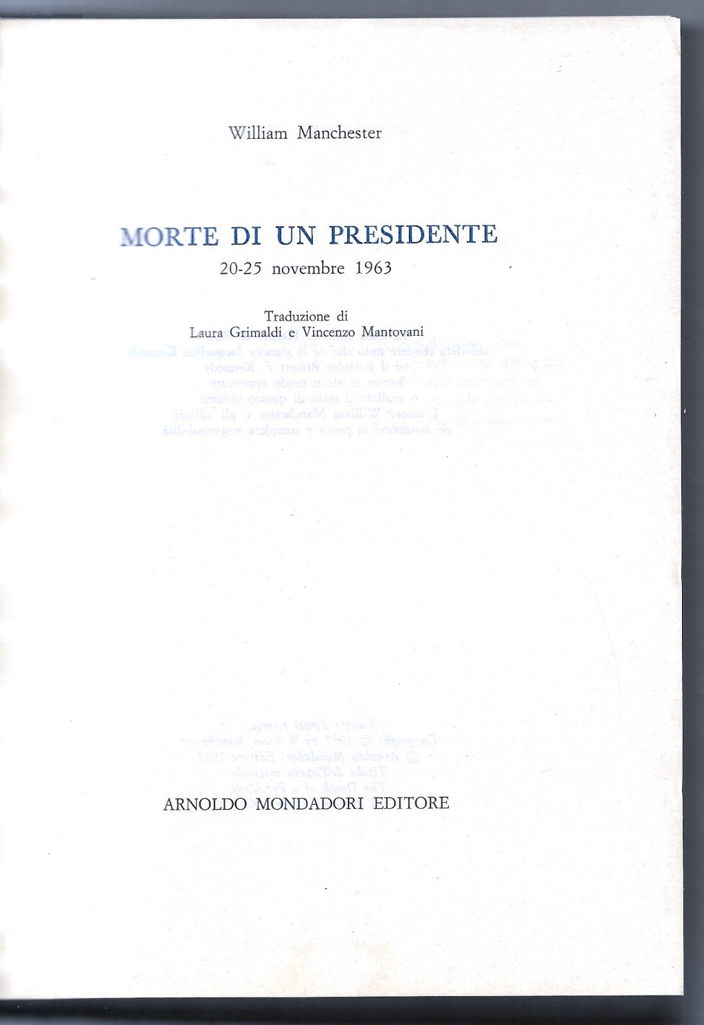 Morte di un presidente 20-25 Novembre 1963