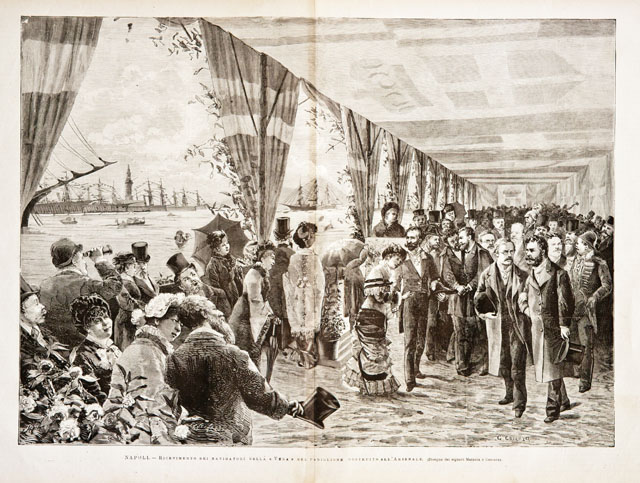 Napoli.- Ricevimento dei navigatori della “Vega” nel padiglione costruito all’Arsenale