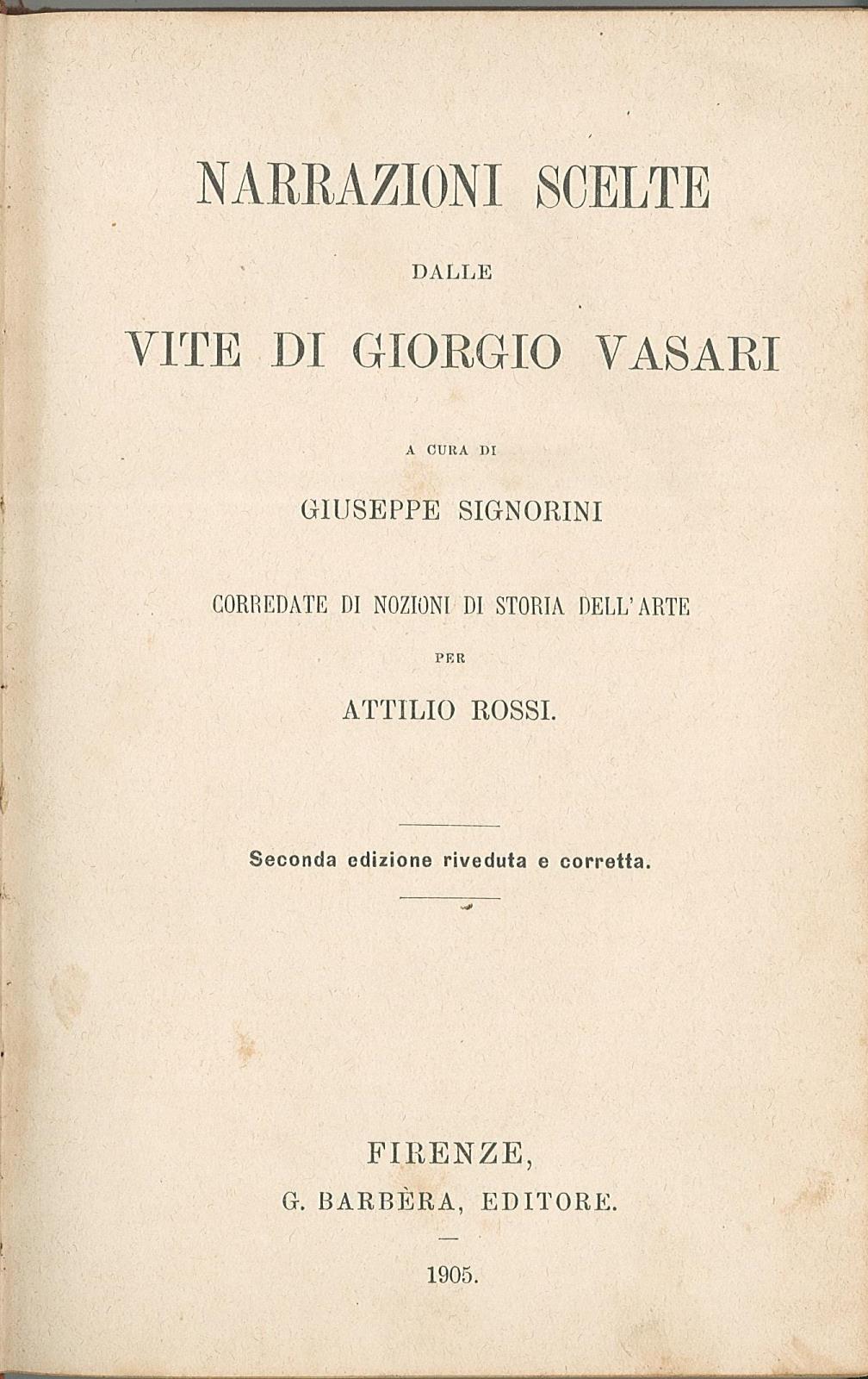 Narrazioni scelte dalle vite di Giorgio Vasari