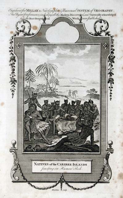 Natives of the Caribee Islands feasting on Human Flesh