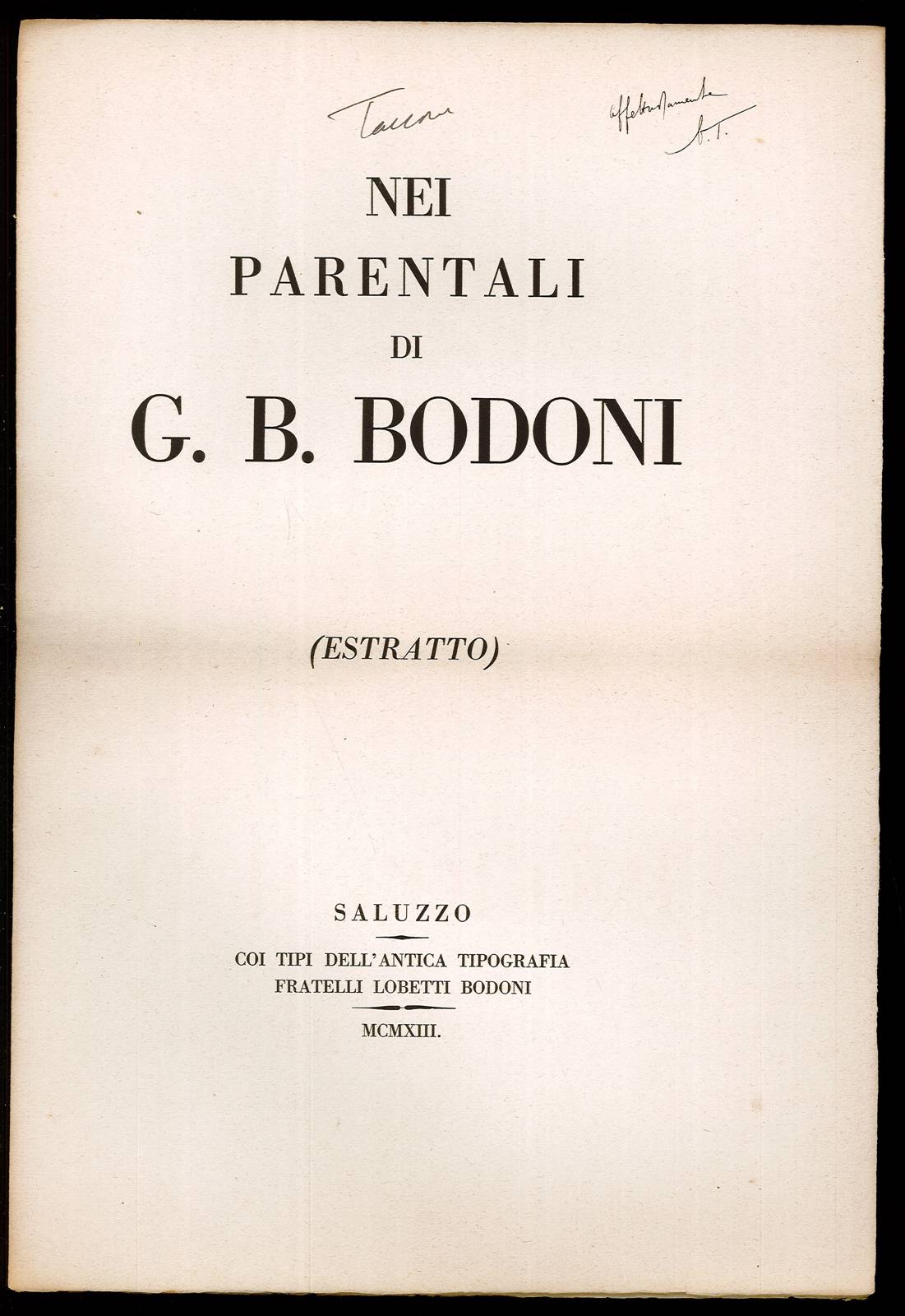 Nei parentali di G. B. Bodoni
