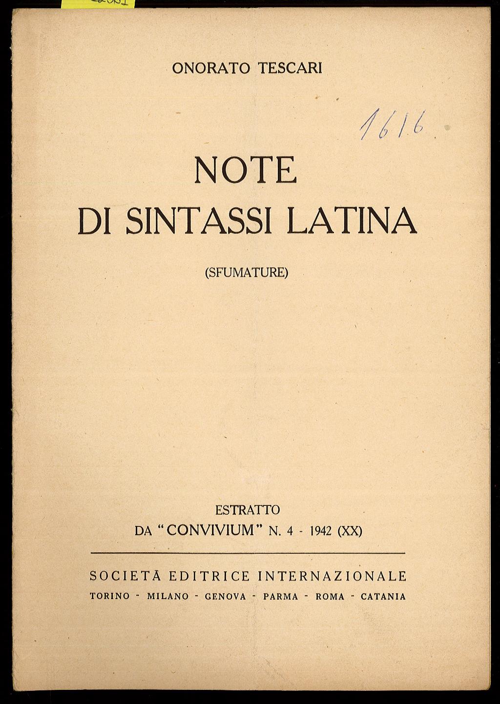 Note di sintassi latina (sfumature)