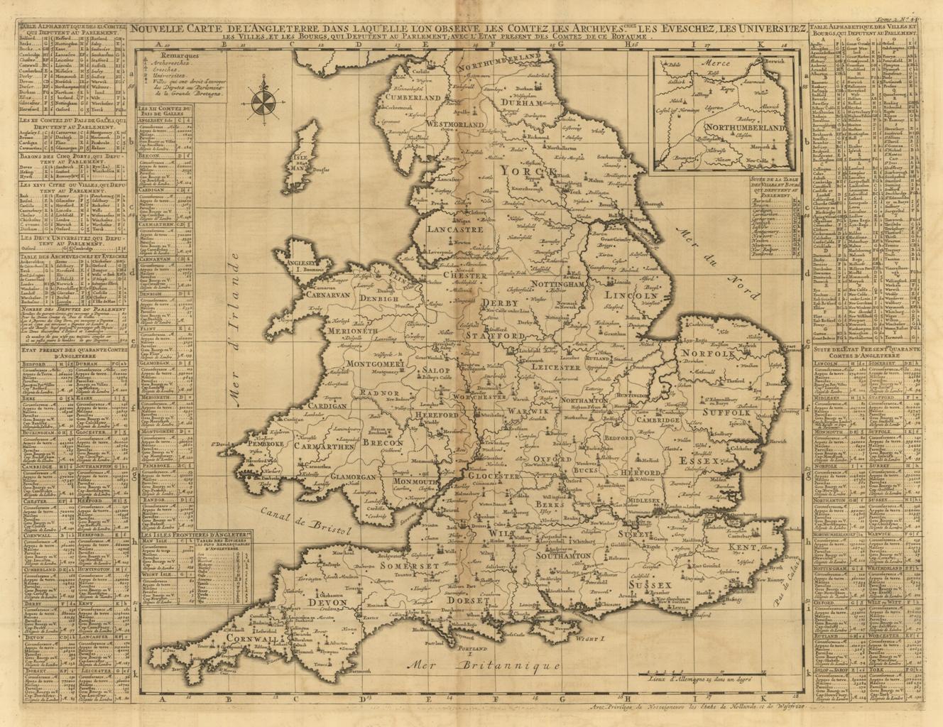 Nouvelle carte de l'Angleterre dans laqu'elle l'on observe les Comtez …